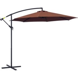 Outsunny Ombrellone da Giardino a Braccio Deluxe Inclinabile con Manovella, in Acciaio e Poliestere Φ2.95m, Marrone Aosom