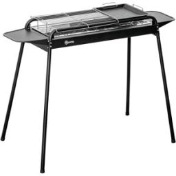 Outsunny Barbecue a Carbonella con Griglia e Piastra in Acciaio con Ripiani Laterali, 113x59x83.5cm, Nero Aosom