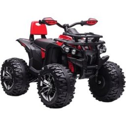 Homcom Quad per Bambini Elettrico 12V con Fari Funzionanti e Pedale, Batteria Ricaricabile, Età 3-5 Anni, 100x65x73cm, Rosso Aosom