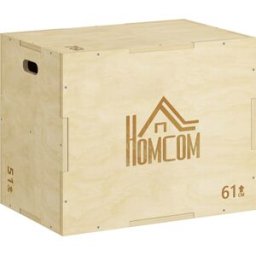 Homcom Plyo Box in Legno a 3 Altezze, Jumping Box Pliometrico Capacità 120kg, 61x51x76cm Aosom
