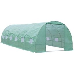 Outsunny Serra per Orto a Tunnel 8×3×2m Struttura in Acciaio e Copertura in PE Anti-Raggi UV con 12 Finestre e Porta Avvolgibile, Verde Aosom