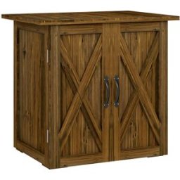 Outsunny Casetta da Giardino in Legno a 2 Ante con Maniglie in Stile Country, 77x55x72 cm, Marrone