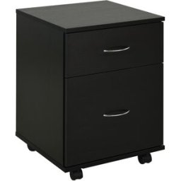 Homcom Cassettiera a Rotelle Mobiletto con 4 Ruote da Ufficio Salvaspazio in Legno, 41x39x58cm, Nero Aosom