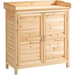 Outsunny Armadietto da Esterno a 2 Ripiani in Legno di Abete con Design Rialzato e 2 Ante, 83x40x92 cm Aosom