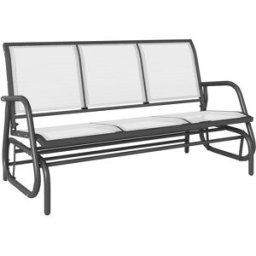 Outsunny Panchina a Dondolo 3 Posti per Giardino, Metallo e Tessuto Traspirante, Comoda Seduta, 151x75x85cm - Beige Aosom