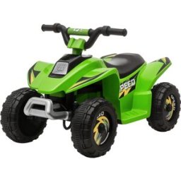 Homcom Quad Elettrico per Bambini da 3-5 Anni con Batteria Ricaricabile 6V, Velocità 2.8-4.6km/h, Funzione Avanti e Indietro, 72x40x45.5cm, Verde