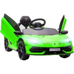Homcom Macchina Elettrica per Bambini a 12V Licenza Lamborghini con Clacson e Telecomando, 107.5x63x42 cm, Verde Aosom
