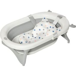 Homcom Vaschetta Bagnetto Pieghevole per Bambini 0-3 Anni con Indicatore di Temperatura e Cuscino, 81.5x50.5x23.5cm, Bianco Aosom