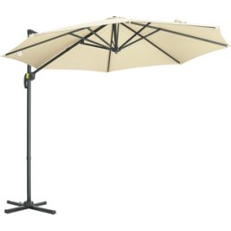 Outsunny Ombrellone da Giardino Decentrato con Angolazione Regolabile e Girevole a 360°, Ø294x248cm Bianco Crema Aosom