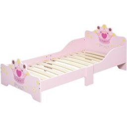 Homcom Letto per Bambini con Bordi Rialzati e 6 Gambe in Legno per Cameretta, Lettino per Bimbi da 3-6 Anni, 143x73x60cm, Rosa Aosom