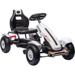 Homcom Go Kart a Pedali per Bambini 3+ Anni in Plastica e Metallo con Sedile Regolabile e Freno a Mano, 121x58x61 cm Aosom