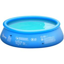 Outsunny Piscina Gonfiabile da Giardino per 3-4 Persone in PVC a 3 Strati con Valvola di Scarico e Pompa Manuale Inclusa, Φ274x76cm, Blu Aosom
