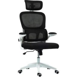 Homcom Sedia da Ufficio Girevole con Poggiatesta e Altezza Regolabili, Braccioli Ribaltabili e Inclinazione, Nero