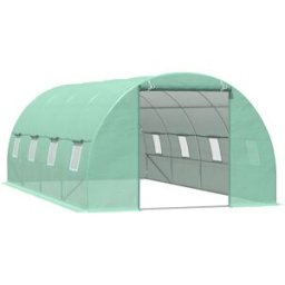 Outsunny Serra da Giardino a Tunnel da Esterno in Acciaio e PE con 8 Finestre 5.95 x 3 x 2m Verde Aosom