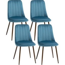Homcom Sedie da Cucina Imbottite, Set 4 Pezzi in Poliestere e Acciaio, 47x55x86 cm, Blu Aosom