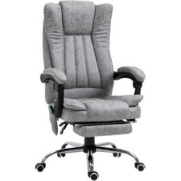 Vinsetto Poltrona da Ufficio Massaggiante Riscaldante, Altezza Regolabili, Poggiapiedi Retrattile, 62x67x113-120cm, Grigio Aosom Sedie Ufficio Aosom
