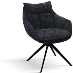 Pazzo Design Sedia Gastone Nero set da 2 sedie con rivestimento in tessuto e gambe in metallo