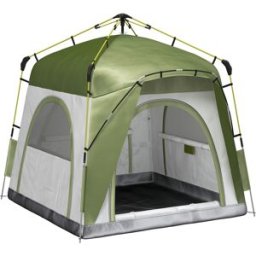 Outsunny Tenda da Campeggio 2 Posti Pop Up con Porta a Cerniera e 3 Finestre, 240x240x199cm, Verde Aosom