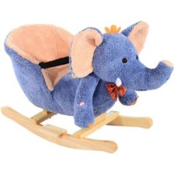 Homcom Cavallo a Dondolo Morbido in Legno Elefante per i Bambini 60x33x45cm Aosom