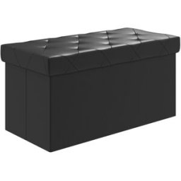 Homcom Panca Contenitore Pieghevole da 84L, Coperchio Imbottito e Rivestimento Finta Pelle, 76x38x38cm, Nero