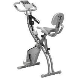 Homcom Cyclette Pieghevole 2 in 1, Resistenza Magnetica Regolabile 8 Livelli, Bici da Fitness con Sensore di Frequenza Cardiaca, Grigio Aosom