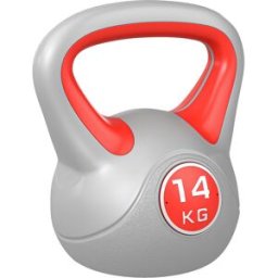 Sportnow Kettlebell 14kg PU e Sabbia, Perfetto per Esercizi di Forza, Base Piatta, Impugnatura Sicura, 26x18x32 cm - Rosso Aosom