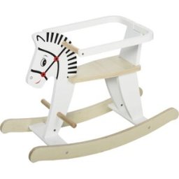 Homcom Cavallo a Dondolo Classico in Legno per Bambini 1-3 Anni con Bordo, Maniglie e Poggiapiedi, 68x26.5x48cm, Bianco Aosom