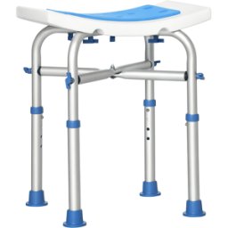 Homcom Sgabello per Doccia in Alluminio con Altezza Regolabile e Piedini Antiscivolo a Ventosa, Blu Aosom