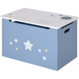 Homcom Cassapanca Baule Portagiochi in Legno Blu e Bianco, Panca per Cameretta Bambini 55 x 34 x 35.5 cm Aosom