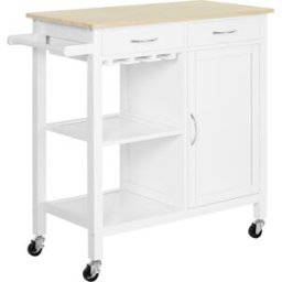 Homcom Carrello da Cucina Classico con Cassetti e Ruote Mobiletto Cucina in Legno Salvaspazio 89x40x84cm Aosom