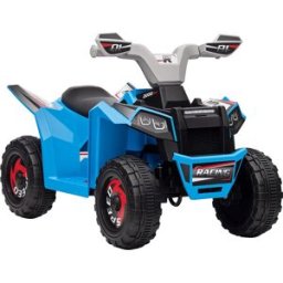 Homcom Quad per Bambini 18-36 Mesi in PP e Metallo, Velocità max 2.5 km/h, 70x41.5x48.5 cm, Blu Grigio e Nero Aosom