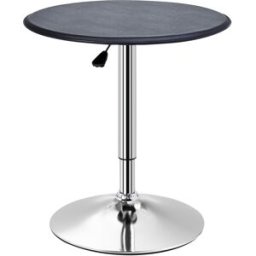 Homcom Tavolino da Bar Cromato, Tavolo Rotondo Regolabile in Altezza con Sistema Lift Up, Piano Rotondo Girevole 360° Φ63x67-93cm Aosom