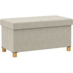 Homcom Panca Contenitore Pieghevole da 67L, Coperchio Imbottito e Rivestimento Vellutato, 76x38x38cm, Crema