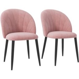 Homcom Set 2 Sedie da Pranzo Imbottite Stile Nordico in Metallo e Velluto, 52x54x79cm, Rosa Aosom