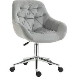 Vinsetto Sedia da Ufficio Ergonomica Girevole con Altezza Regolabile e Ruote, Rivestimento in Velluto, 59x58x80-90cm, Grigio Aosom