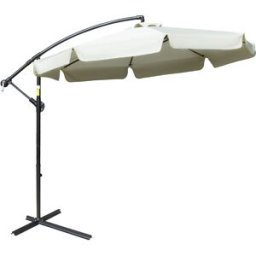 Outsunny Ombrellone da Giardino a Braccio Parasole in Metallo, Tettuccio in Poliestere Regolabile e Apertura a Manovella, Φ265x265cm, Beige Aosom