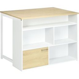 Homcom Tavolo da Bar Moderno in MDF per 2 Persone con 4 Ripiani Aperti e Armadietto, 116x79.5x91 cm Aosom