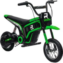 Homcom Moto Elettrica per Bambini con Acceleratore Manuale, 2 Velocità 8-16km/h, Età 8-12 Anni, Verde