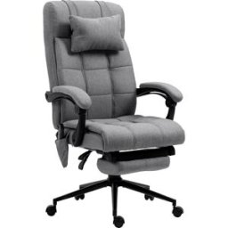 Vinsetto Sedia da Ufficio Reclinabile e Riscaldante con 6 Punti Massaggio e 5 Modalità, Grigio Aosom