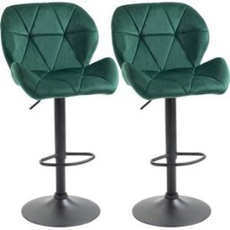 Homcom Set di 2 Sgabelli da Bar Girevoli con Altezza Regolabile, Base Rotonda, in Velluto, Verde 51.5x57.5x93-114.5cm Aosom