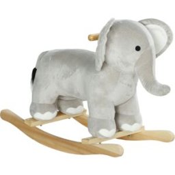 Aiyaplay Cavallo a Dondolo per Bambini 2-4 Anni a Forma di Elefante con Suoni e Rivestimento Morbido, Grigio