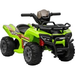 Homcom Quad Elettrico per Bambini con Batteria Ricaricabile 6V, Fari Funzionanti e Pulsante Acceleratore, Età 18-36 Mesi, 66x44x42cm, Verde Aosom