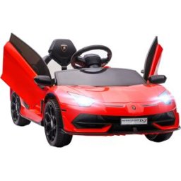 Homcom Macchina Elettrica per Bambini a 12V Licenza Lamborghini con Clacson e Telecomando, 107.5x63x42 cm, Rossa Aosom