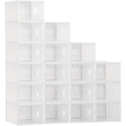Homcom Mobile Scarpiera Rettangolare in Plastica PP, 18 Box 25x35x19 cm per Scarpe max 43 EU, Vestiti e Libri Aosom
