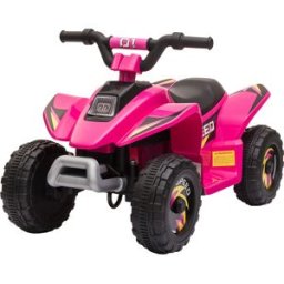 Homcom Quad per Bambini Elettrico con Batteria Ricaricabile 6V, Velocità 2.8-4.6km/h, Età 3-5 Anni, 72x40x45.5cm, Rosa Aosom