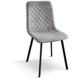 Pazzo Design Sedia Arianna set da 4 sedie Grigio in velluto e gambe in metallo