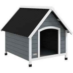 Pawhut Cuccia per Cani in Legno da Esterno, Casetta per Cani Grandi con Pavimento Rimovibile, 84x99x87cm, Grigio