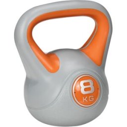 Sportnow Kettlebell 8kg, PU/Sabbia, Base Piatta, Impugnatura Ergonomica, Stacchi/Squat/Sollevamenti - Arancione Aosom