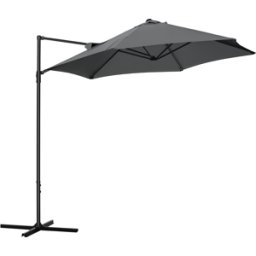 Outsunny Ombrellone da Giardino con Inclinazione Regolabile, Rotazione a 360° e Tettuccio Ventilato in Poliestere, Φ256 x 245 cm, Grigio Scuro Aosom