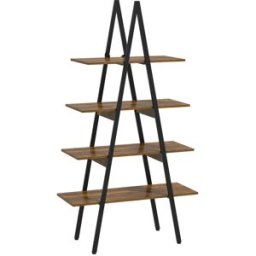 Homcom Libreria a Scala ad A con 4 Scaffali, Struttura Robusta in Metallo, per Soggiorno, Salotto e Camera da Letto, Marrone, 92x38.5x166cm Aosom